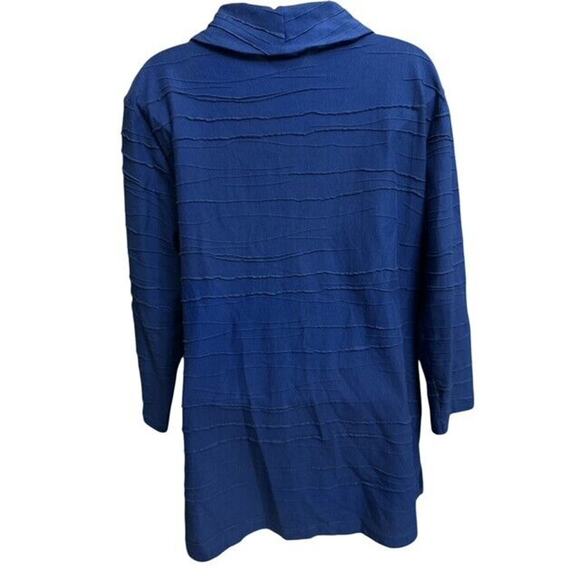 Ali Miles Large Top Royal Blue Pullover Cowl Neck Buttons Overlap Cotton Nylon - Picture 5 of 5